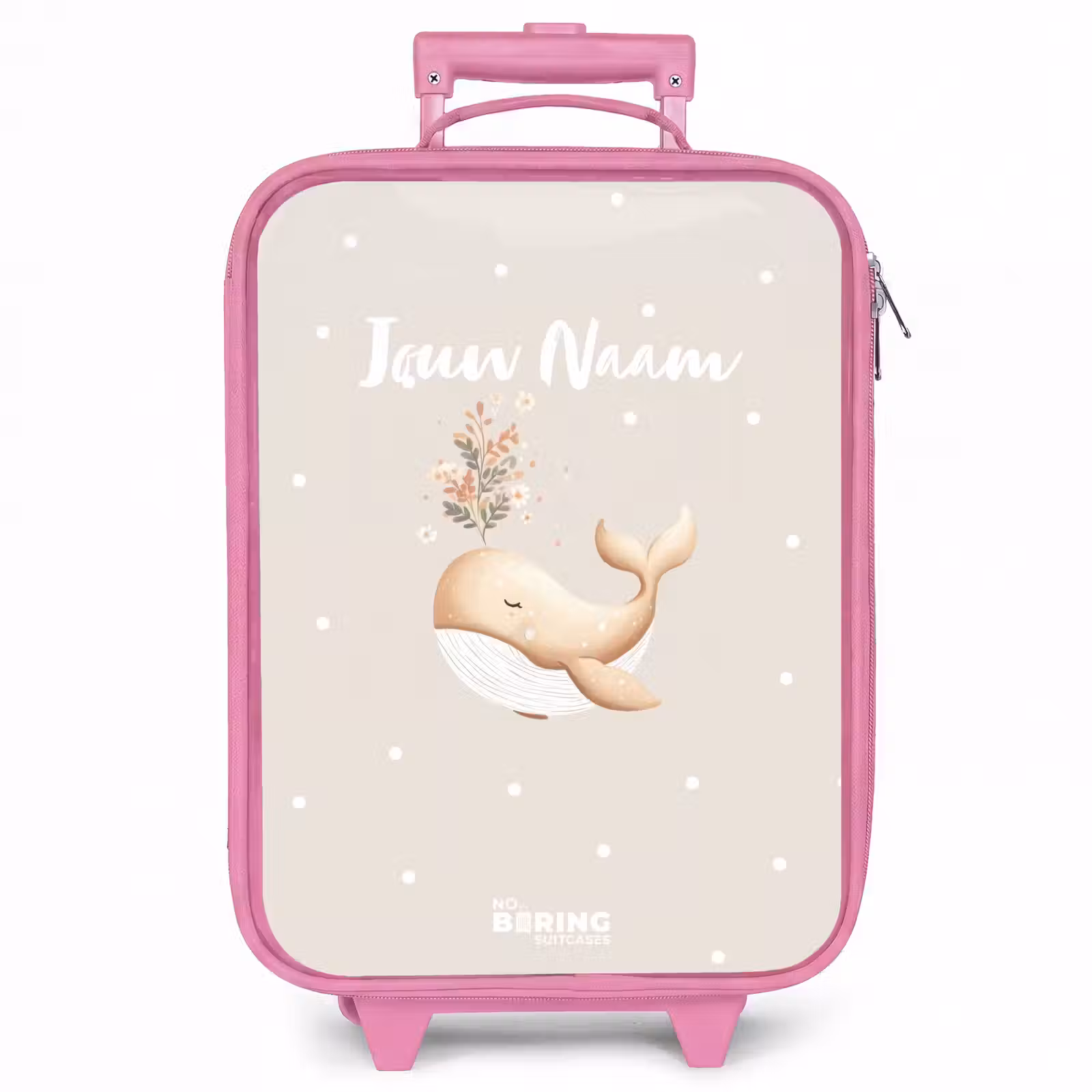 Kinderkoffer - Roze - Beige walvis in bloemenzee — 1