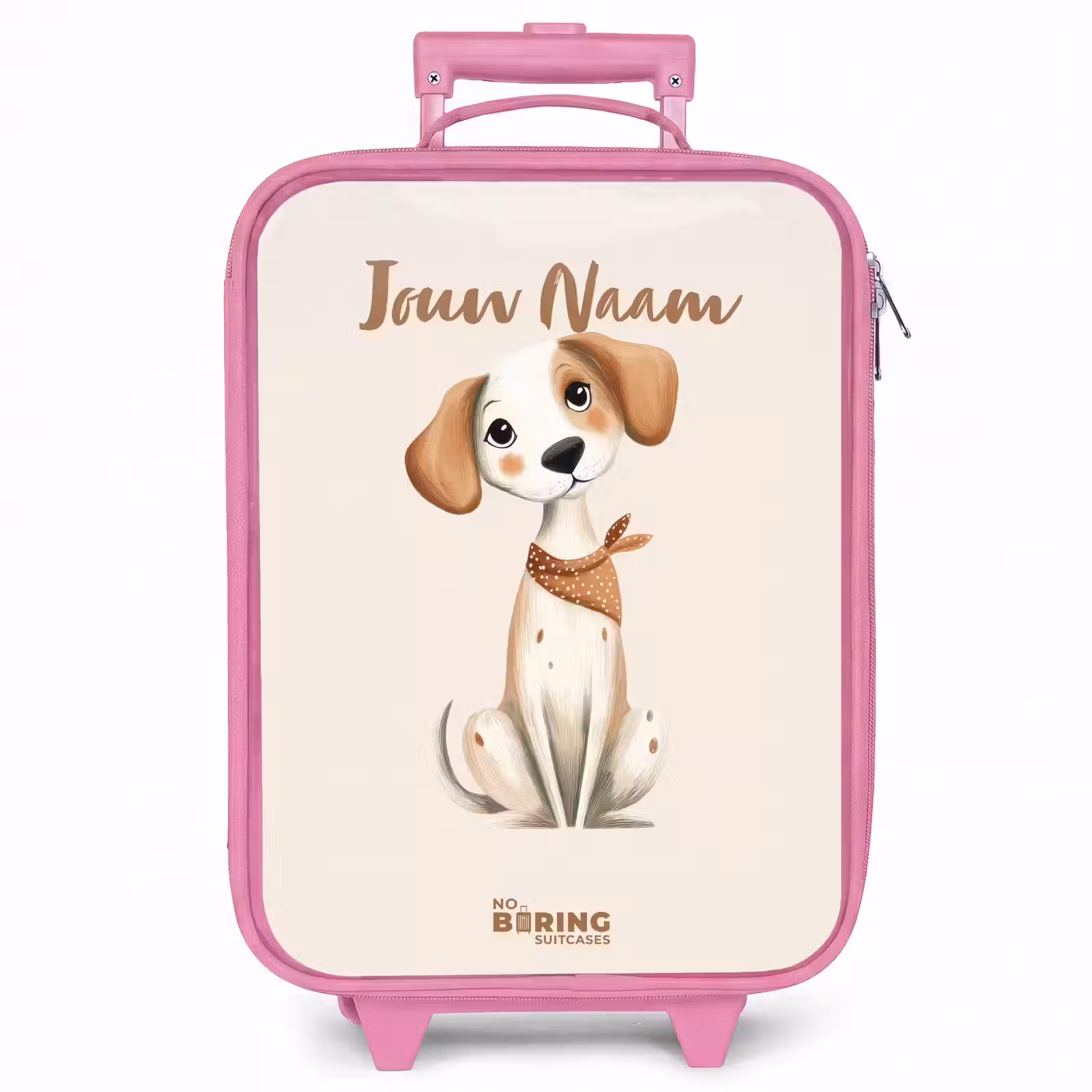 Kinderkoffer - Roze - Bruin gevlekte pup op een beige achtergrond — 1