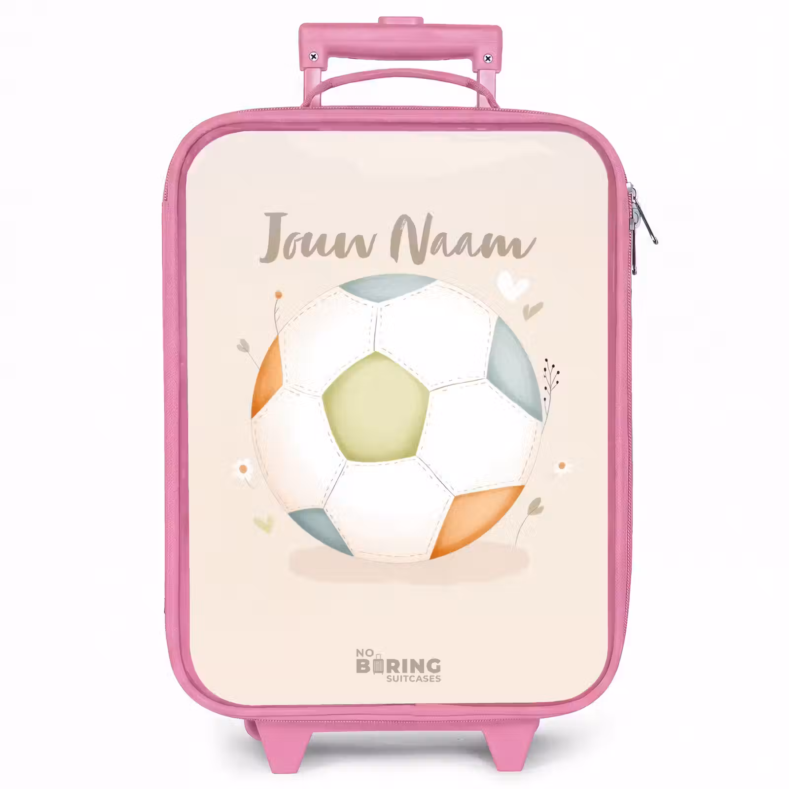 Kinderkoffer - Roze - Voetbal in beige pastel kleuren — 1