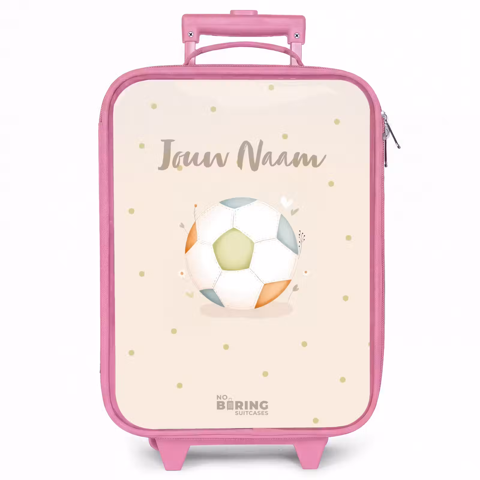 Kinderkoffer - Roze - Voetbal in beige pastel kleuren — 1
