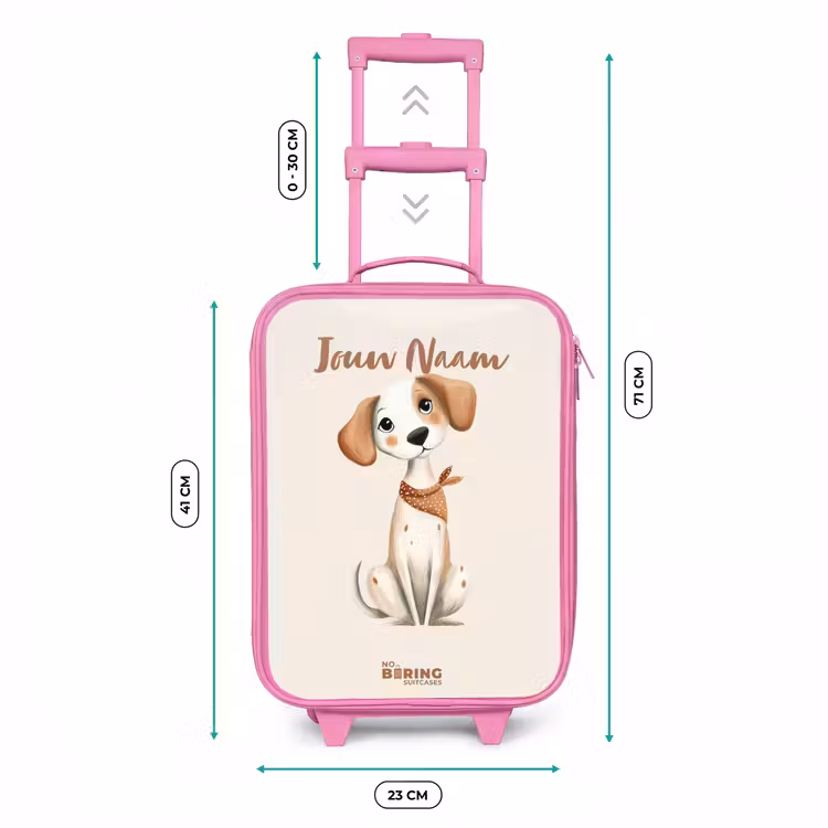 Kinderkoffer - Roze - Bruin gevlekte pup op een beige achtergrond — 6