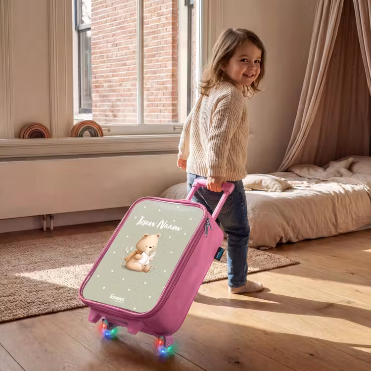 Kinderkoffer - Roze - Een bruine beer die een boek leest - Groen — 3