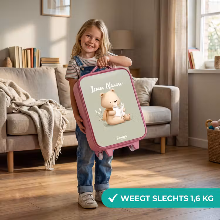 Kinderkoffer - Roze - Een bruine beer met een boek - Groen — 2