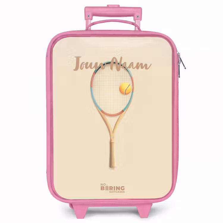 Kinderkoffer - Roze - Een tennisracket in beige tinten — 1