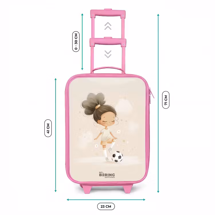Kinderkoffer - Roze - Meisje met een voetbal in beige kleuren — 6