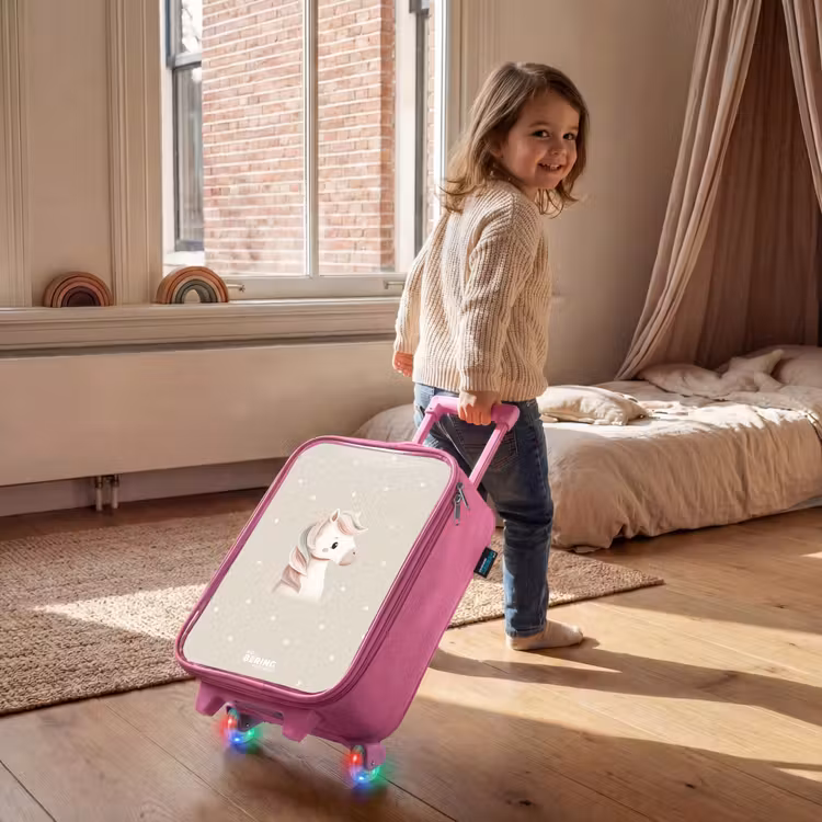 Kinderkoffer - Roze - Pony omringd door stippen in beige kleuren — 3