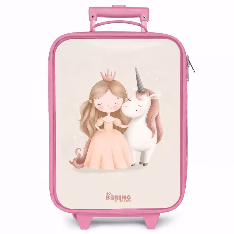 Kinderkoffer - Roze - Prinses en een eenhoorn in pastel kleuren — 1