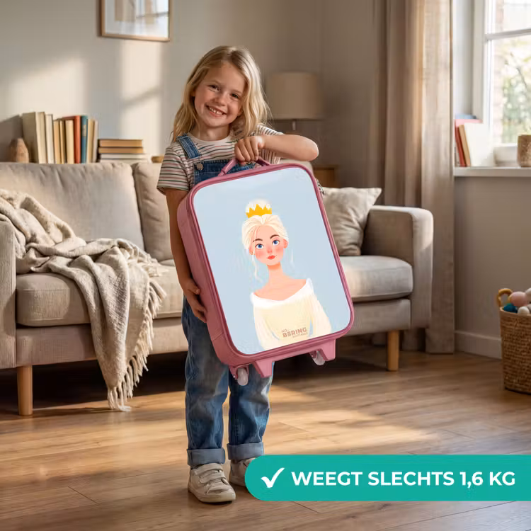 Kinderkoffer - Roze - Prinses met een gouden kroon - Blauw — 2