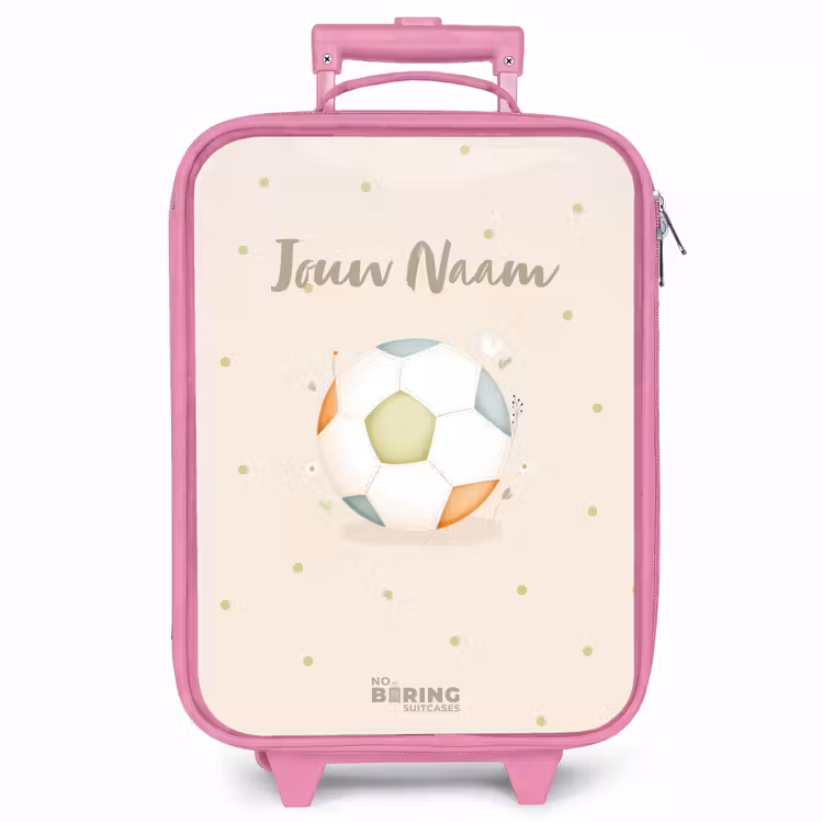 Kinderkoffer - Roze - Voetbal in beige pastel kleuren — 1