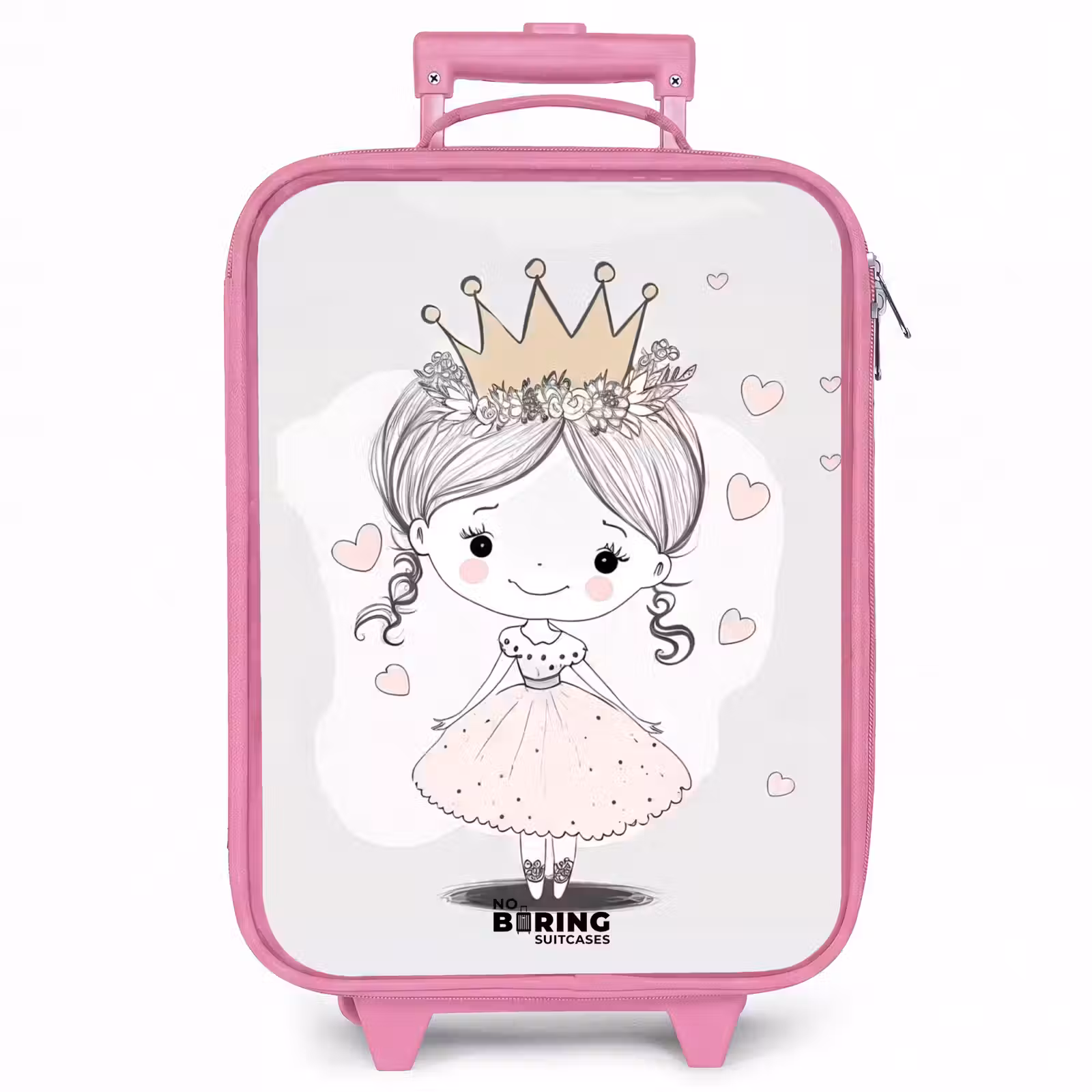 Kinderkoffer - Roze - Prinses met kroon en roze hartjes — 1