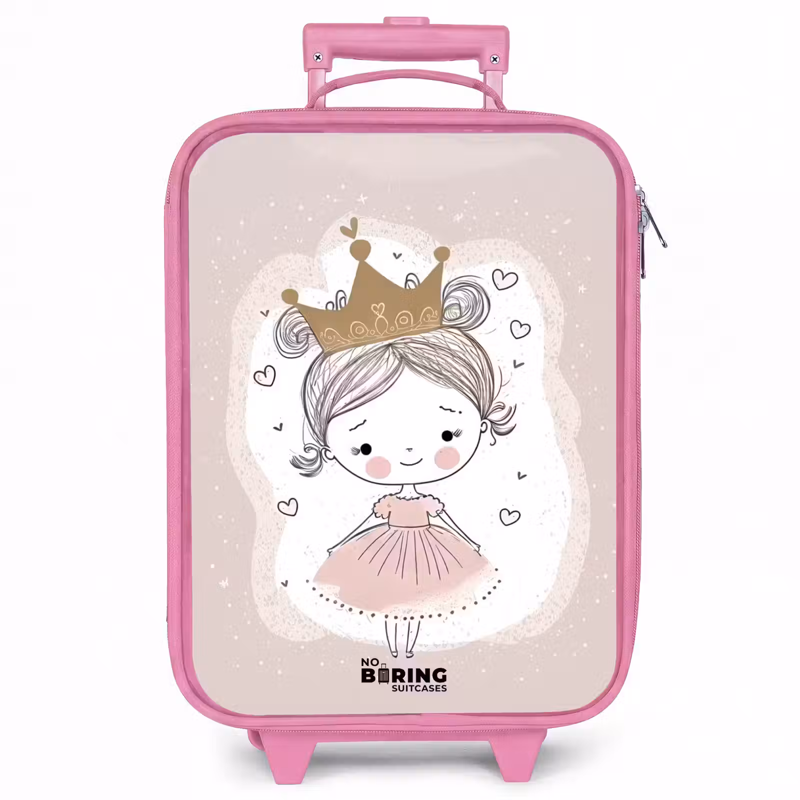Kinderkoffer - Roze - Prinses op gekleurde achtergrond met hartjes — 1