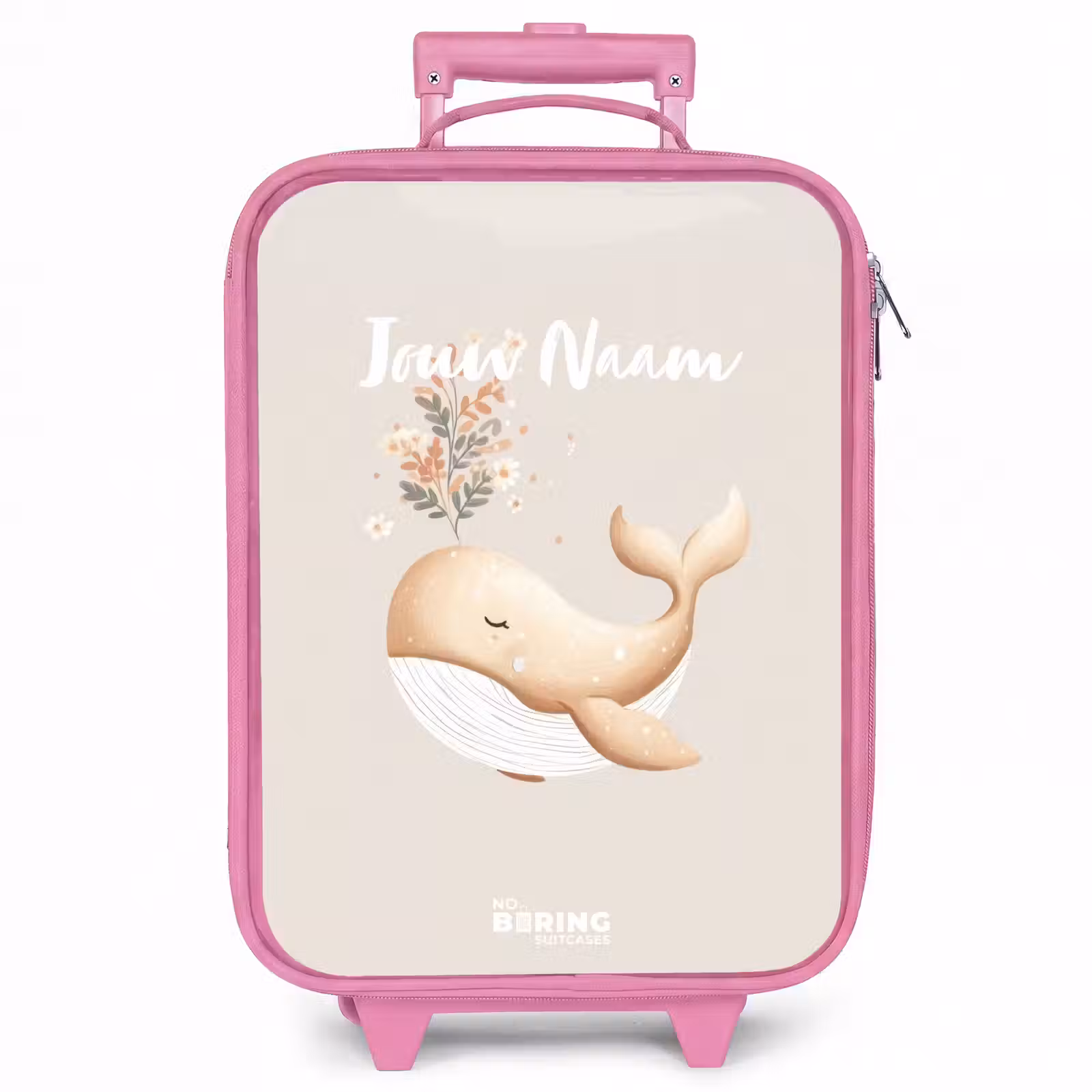 Kinderkoffer - Roze - Walvis in pastel beige kleuren — 1