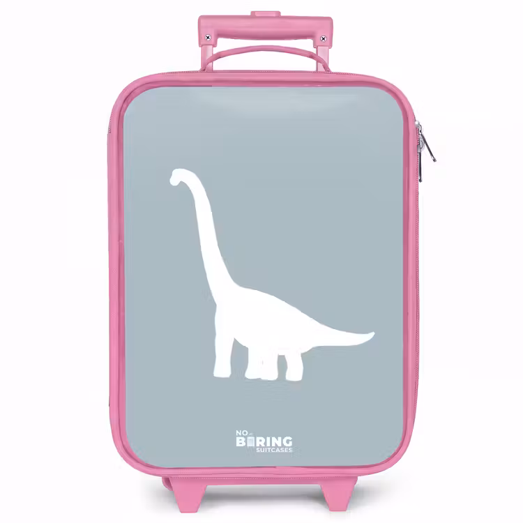 Kinderkoffer - Roze - Blauw met Brachiosaurus dino — 1