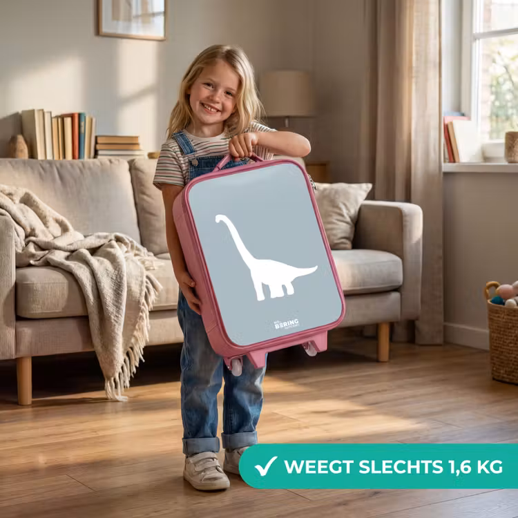 Kinderkoffer - Roze - Blauw met Brachiosaurus dino — 2