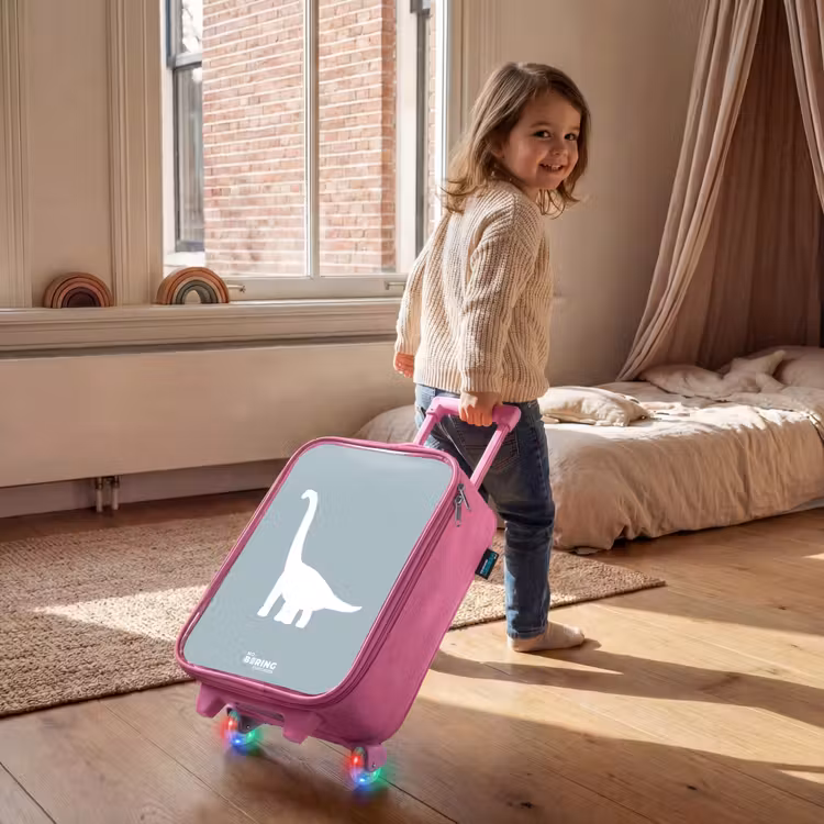 Kinderkoffer - Roze - Blauw met Brachiosaurus dino — 3