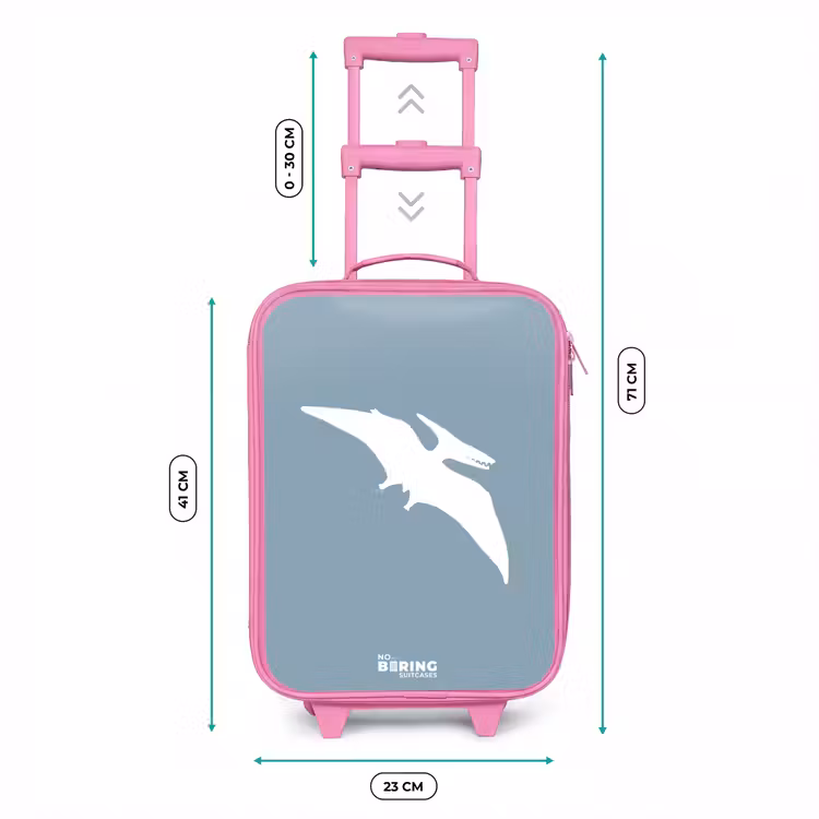 Kinderkoffer - Roze - Blauw met Pteranodon dino — 6