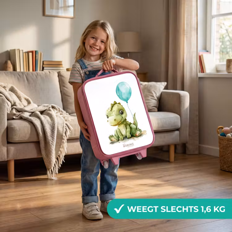 Kinderkoffer - Roze - Dino met blauwe ballon — 2