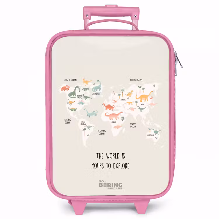 Kinderkoffer - Roze - Dino wereldkaart — 1