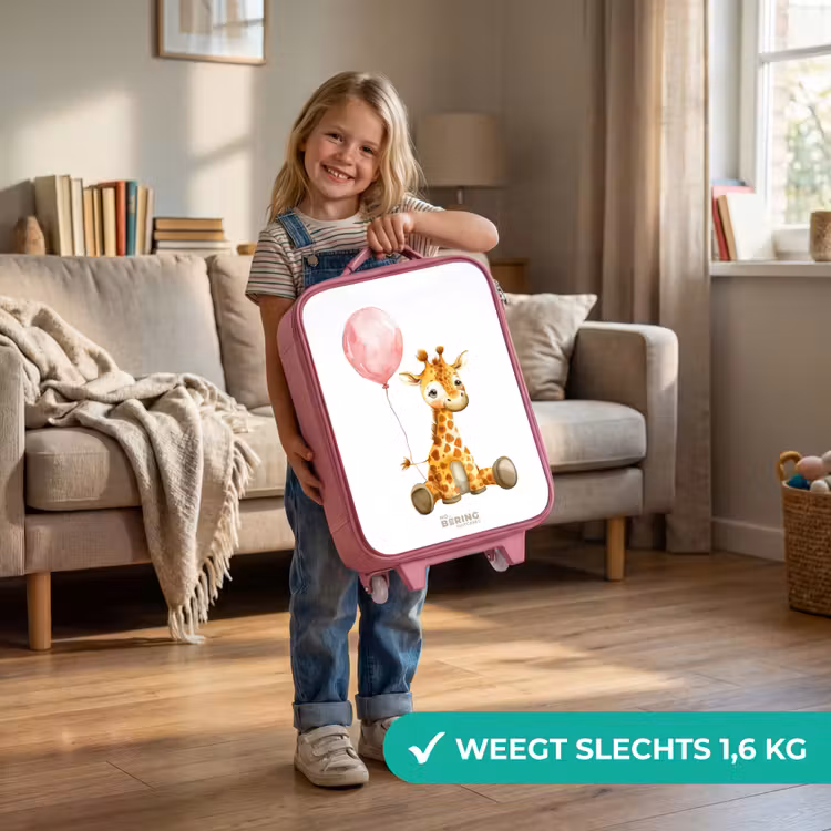 Kinderkoffer - Roze - Giraffe met roze ballon — 2