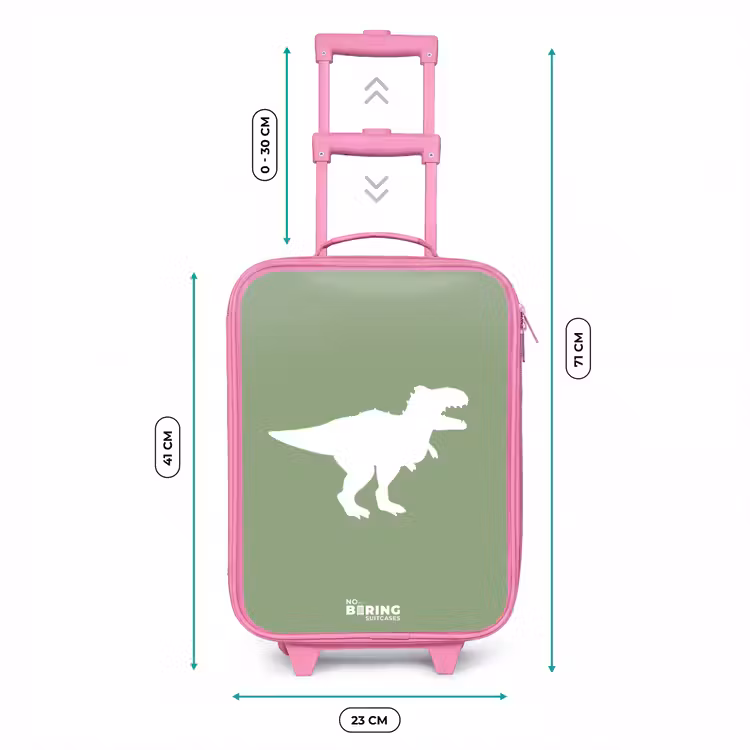 Kinderkoffer - Roze - Groen met T-rex dino — 6