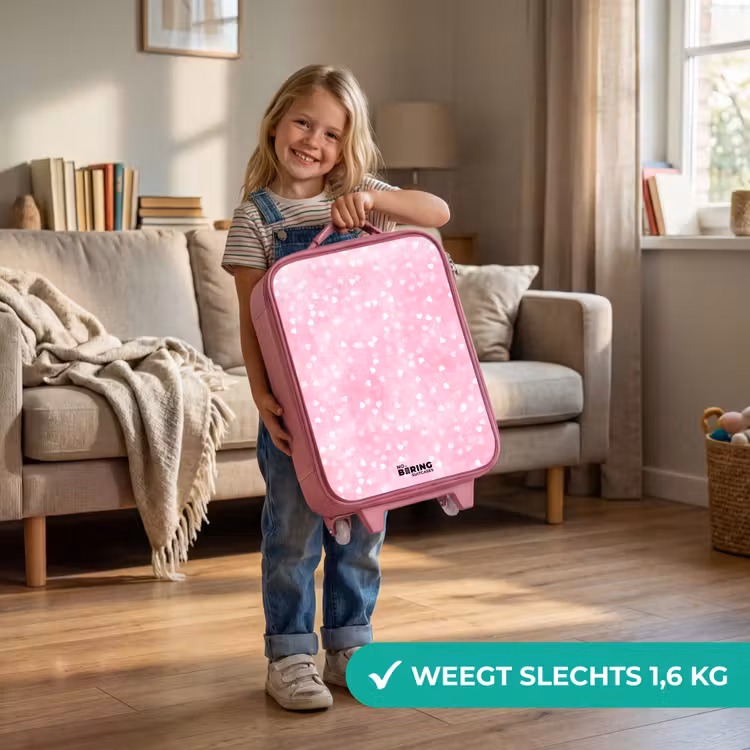 Kinderkoffer - Roze - Roze glitter hartjes — 2
