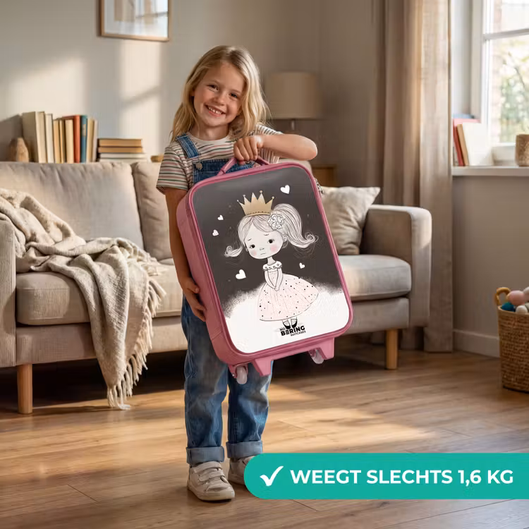 Kinderkoffer - Roze - Verlegen prinses met bloem — 2
