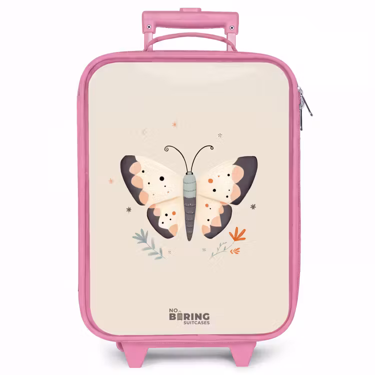 Kinderkoffer - Roze - Vlinder in neutrale pastel kleuren — 1