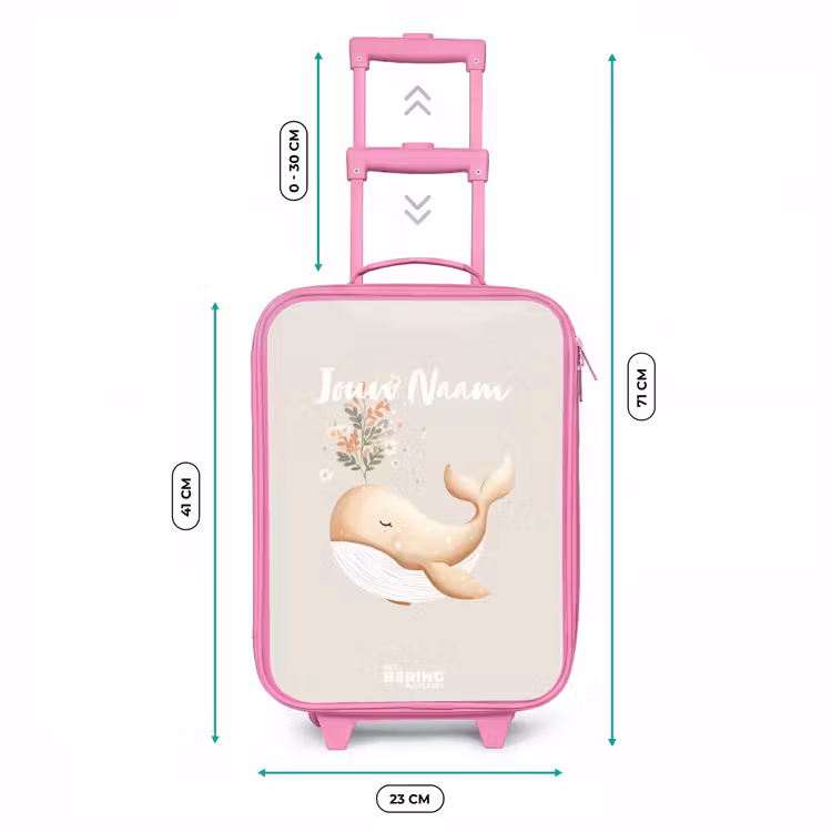 Kinderkoffer - Roze - Walvis in pastel beige kleuren — 6