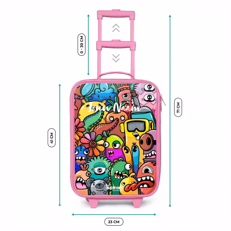 Kinderkoffer - Roze - Expressief en druk patroon met monsters — 6