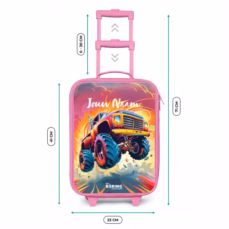 Kinderkoffer - Roze - Roze Monstertruck Vliegt over het Asfalt — 6