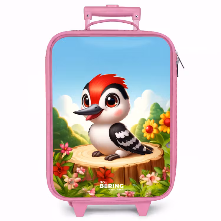 Kinderkoffer - Roze - Specht op en boomstronk — 1
