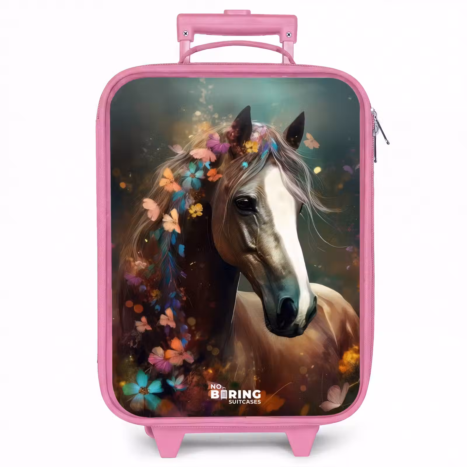 Kinderkoffer - Roze - Lichtbruin paard tussen de bloemen — 1