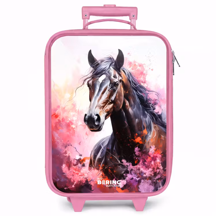 Kinderkoffer - Roze - Aquarel paard in kleurexplosie — 1