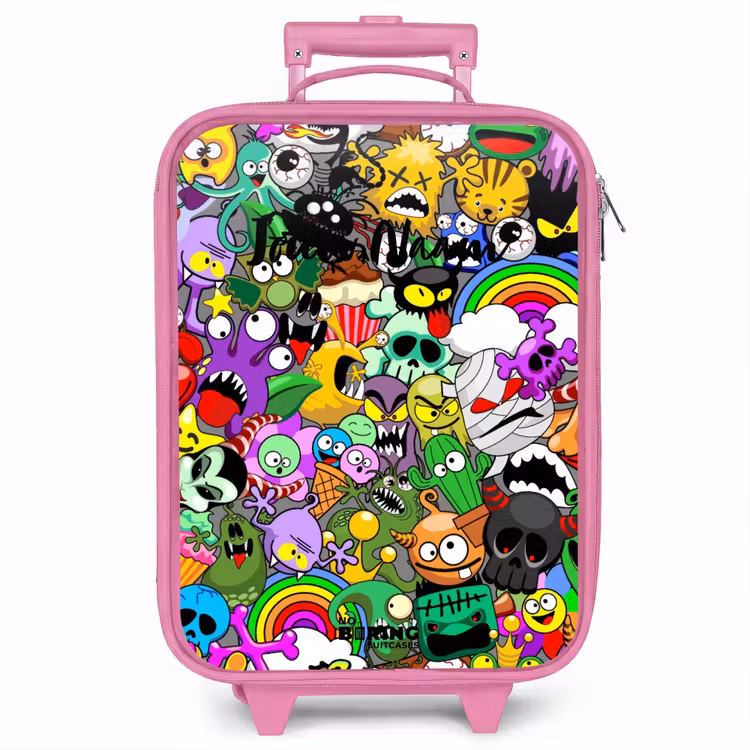 Kinderkoffer - Roze - Chaotisch kleurrijk monster patroon — 1
