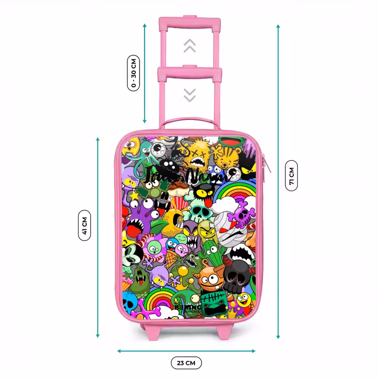 Kinderkoffer - Roze - Chaotisch kleurrijk monster patroon — 6