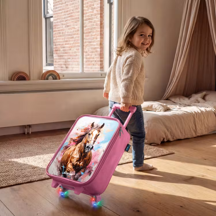 Kinderkoffer - Roze - Galopperend paard met kleurrijke achtergrond — 3
