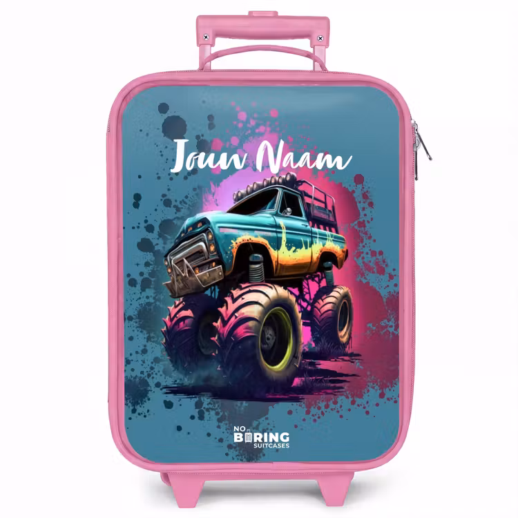 Kinderkoffer - Roze - Monster Wheels — 1