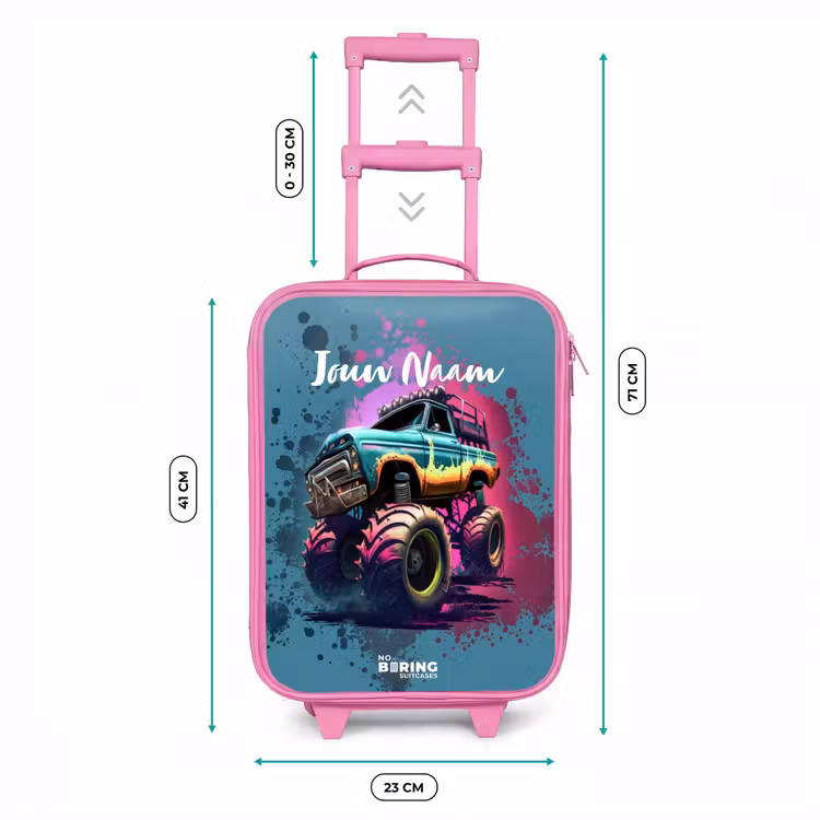 Kinderkoffer - Roze - Monster Wheels — 6