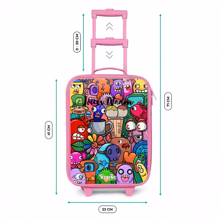 Kinderkoffer - Roze - Monsters, bloemen en ijsje patroon — 6