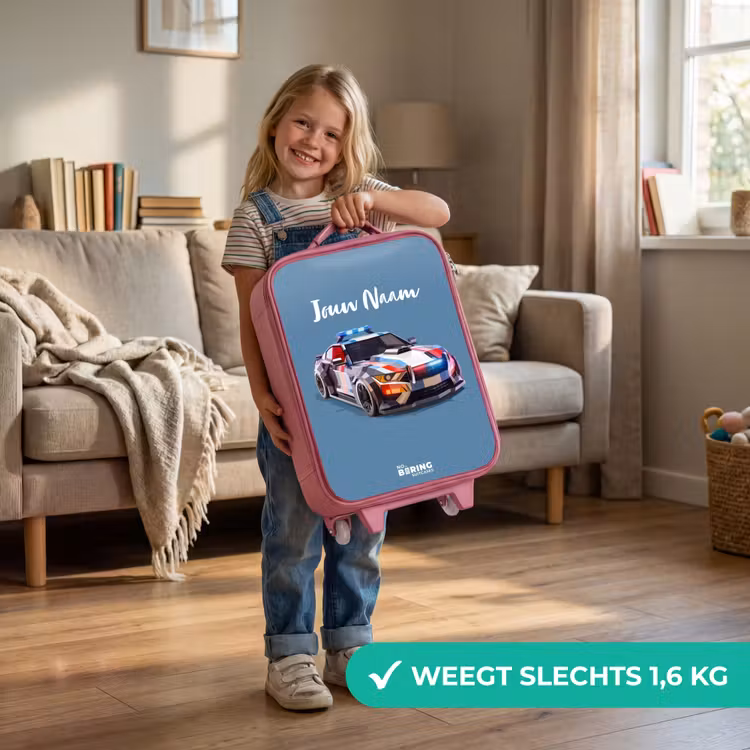 Kinderkoffer - Roze - Pijlsnelle politieauto — 2