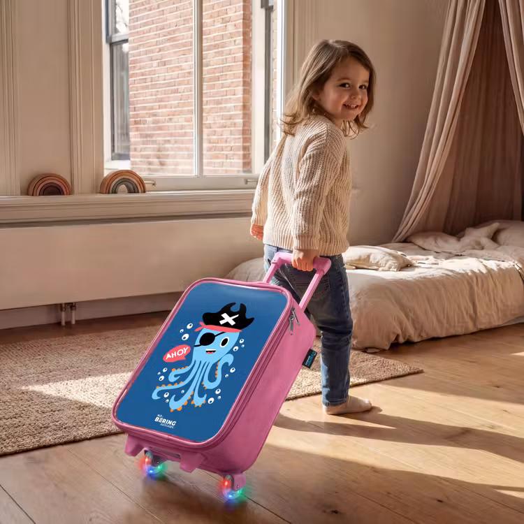 Kinderkoffer - Roze - Piraten octopus met een hoed — 3