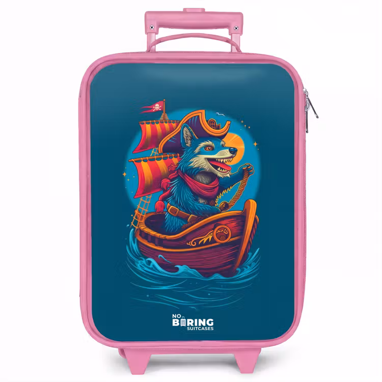 Kinderkoffer - Roze - Piraten wasbeer op een boot — 1