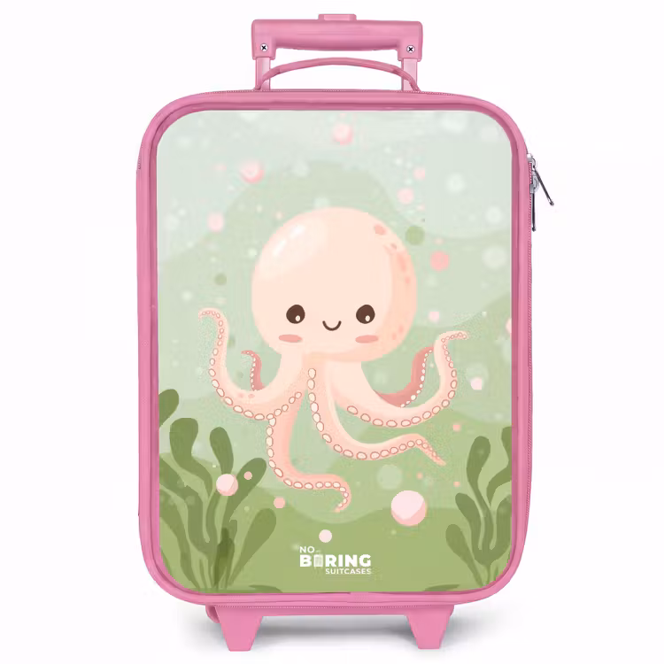 Kinderkoffer - Roze - Roze octopus met een lach — 1