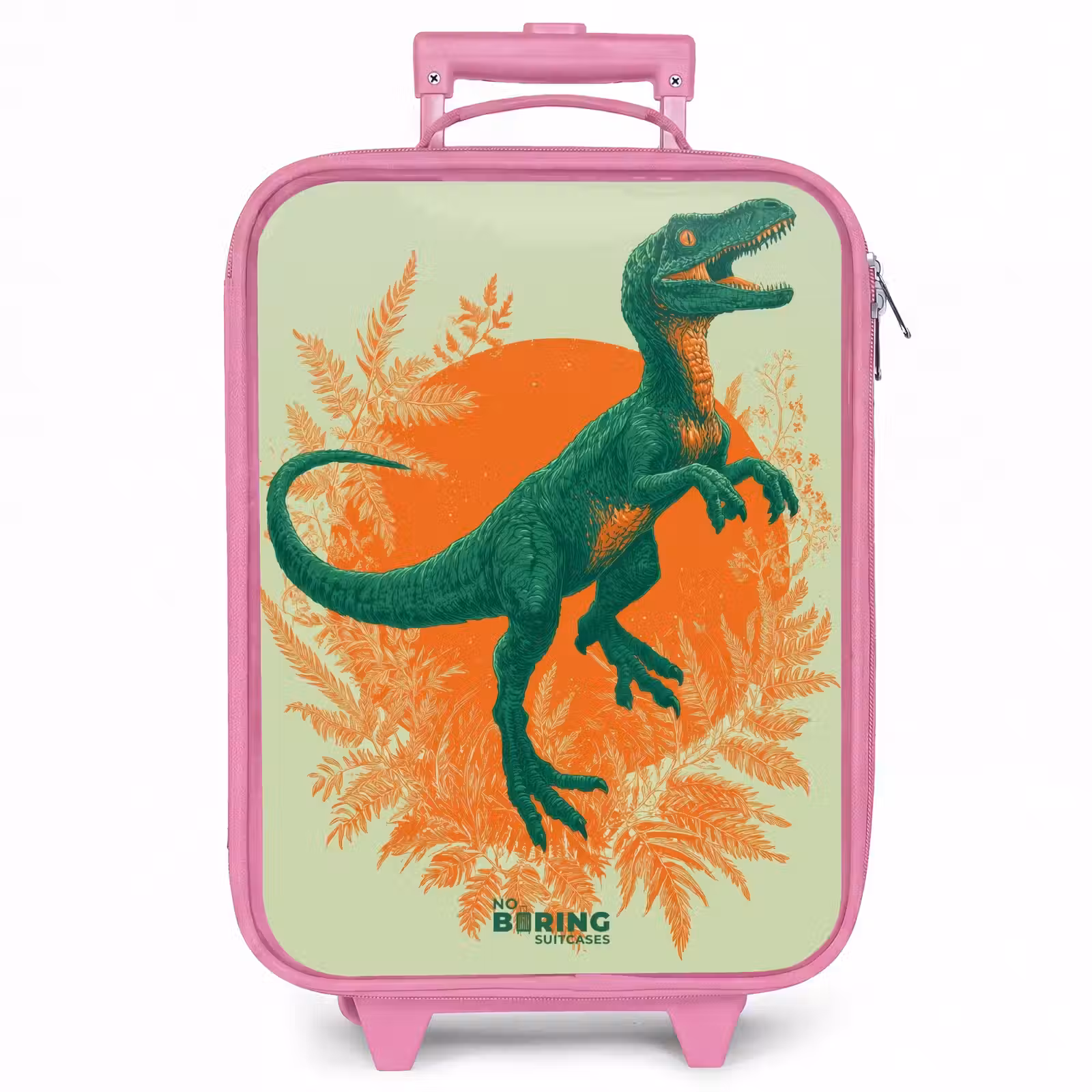 Kinderkoffer - Roze - Groene dino tussen varens — 1
