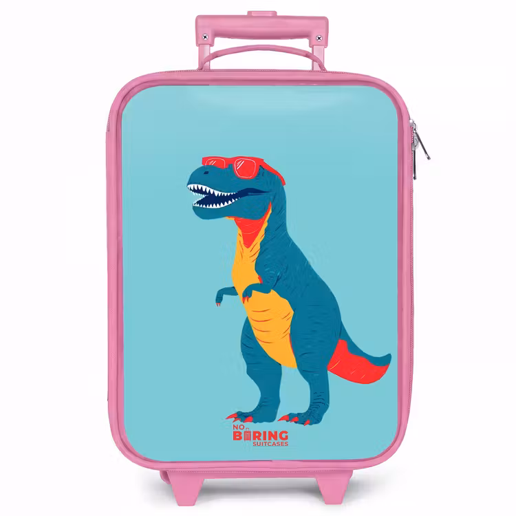 Kinderkoffer - Roze - Coole T. rex met zonnebril — 1