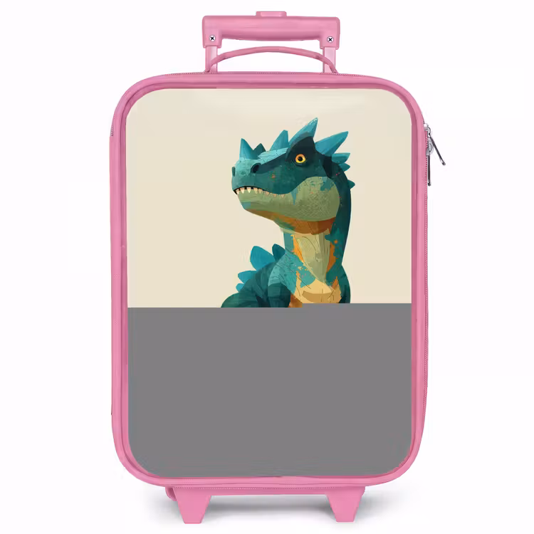 Kinderkoffer - Roze - Gehoornde dino met scherpe blik — 1