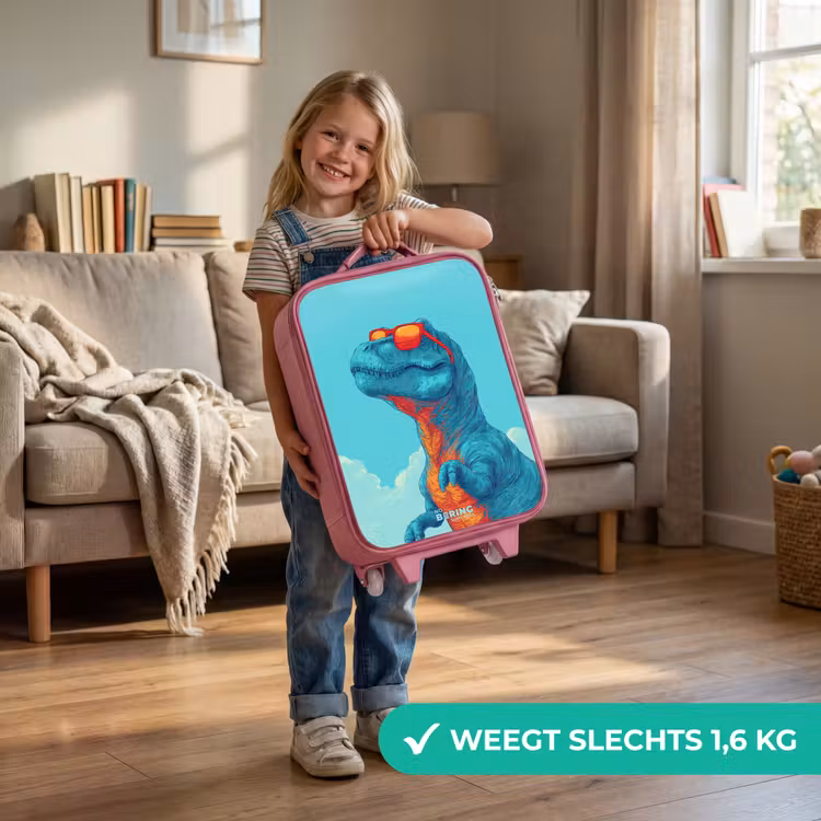 Kinderkoffer - Roze - Dino met zonnebril — 2