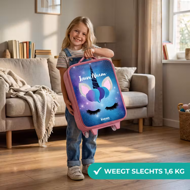 Kinderkoffer - Roze - Eenhoorn op een sterrenhemel achtergrond — 2