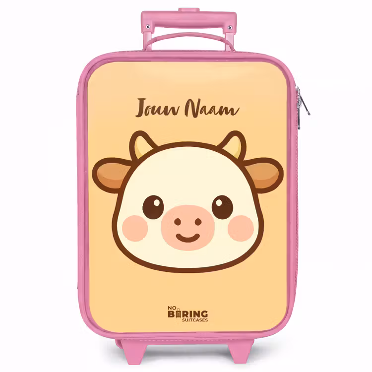 Kinderkoffer - Roze - Kawai - Koe - Bruin — 1