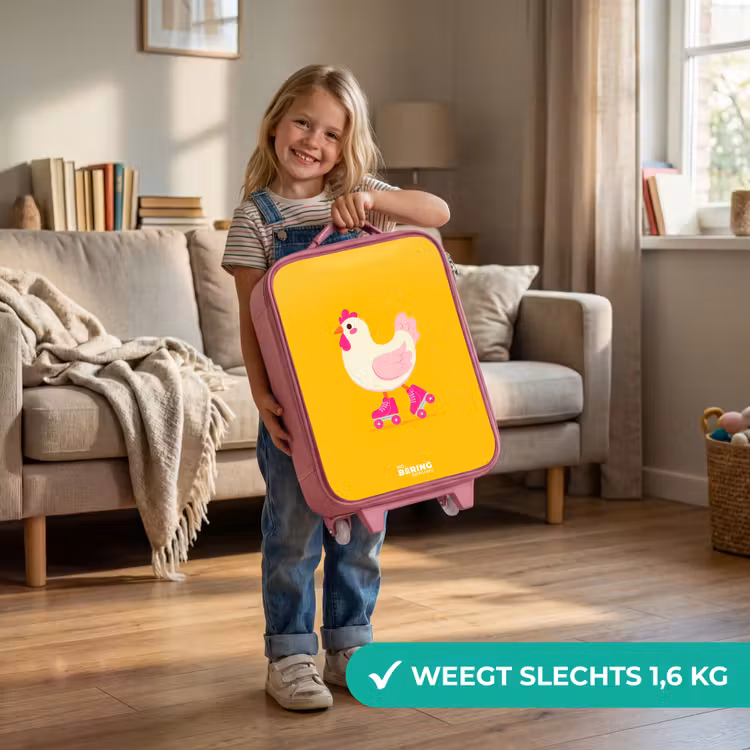 Kinderkoffer - Roze - Kip - Rolschaatsen - Geel — 2